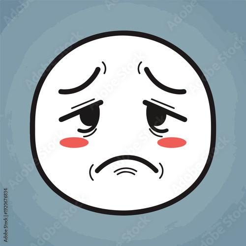 Blushing Embarrassed Face Emoji with Frowning Expression