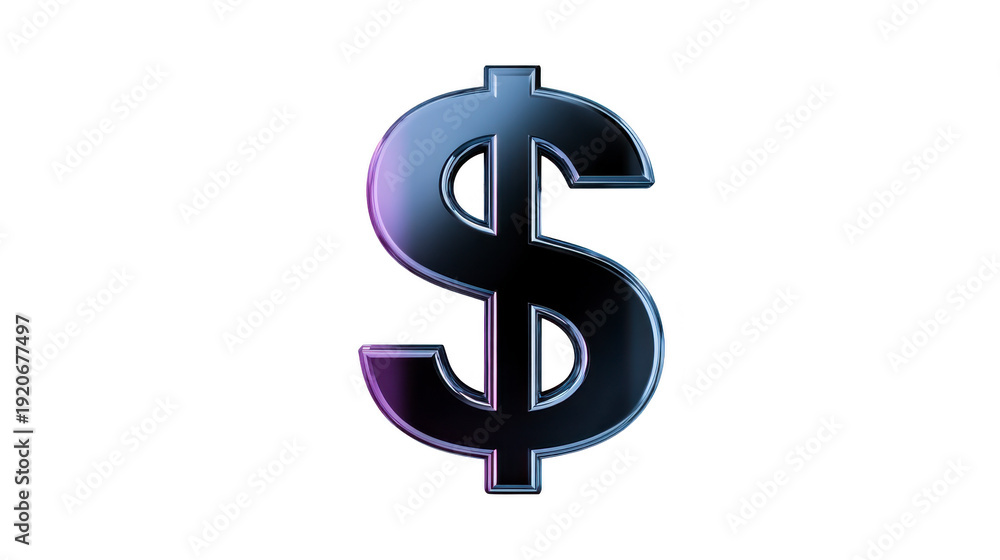 Obraz premium Dollar symbol black metallic dollar sign finance icon currency symbol isolated on transparent background modern design economic concept shiny 3D effect business illustration