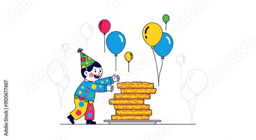 Joyful Clown Celebrating With Sweet Treats And Colorful Balloons For A Happy Occasion