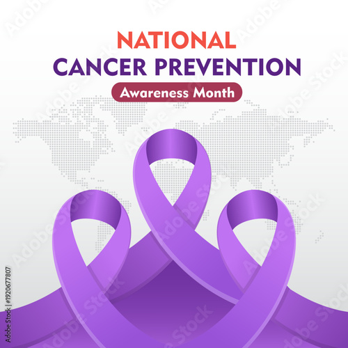 National Cancer Prevention month . Observed each year during February. Suitable for banner, cards, prints, social media, poster, flyer and background design template.