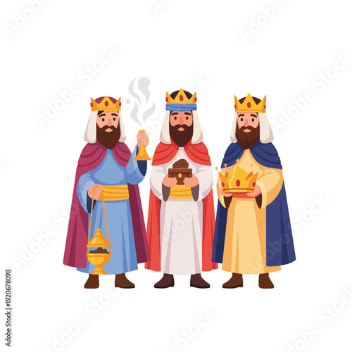 Three Wise Men Epiphany Three Kings Day biblical illustration