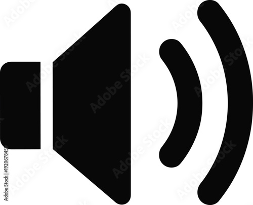 Speaker volume icon silhouette isolated on white background, sound audio symbol illustration, multimedia control vector design concept