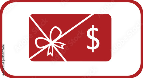 Gift card with dollar symbol isolated on white background, holiday discount voucher illustration, retail shopping vector design concept