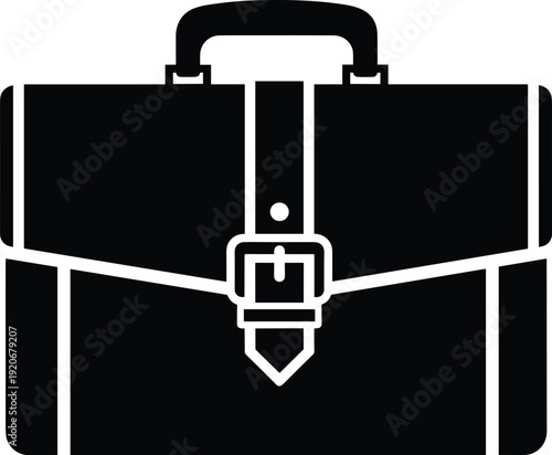 Briefcase silhouette icon isolated on white background, business portfolio bag symbol illustration, professional office vector design concept