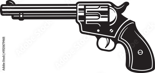 Vintage minimalist black revolver vector illustration