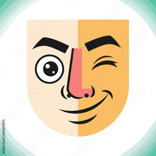 Split Face Emoji Two Faced Expression Emotional Contrast