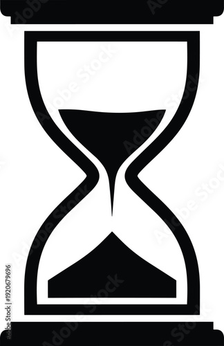 Hourglass silhouette icon isolated on white background, time management countdown symbol illustration, sand timer vector design concept