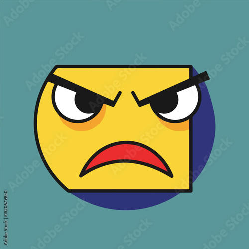Angry yellow emoji face with frown expression