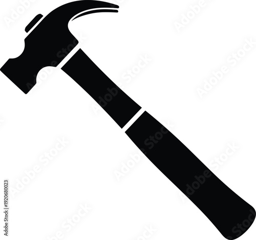 Hammer silhouette icon isolated on white background, construction tool symbol illustration, carpentry equipment vector design for building concept