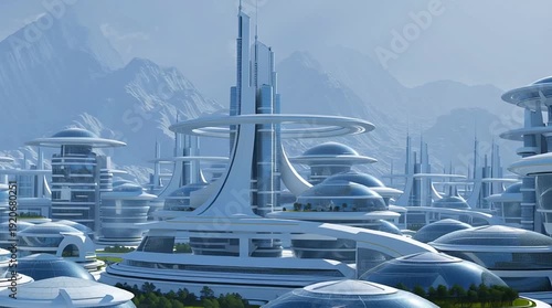 Futuristic utopian city skyline