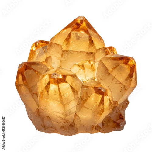 Natural yellow citrine crystal cluster