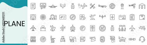 Airplane Icon Set for Aviation, Air Travel and Airline Transportation Design