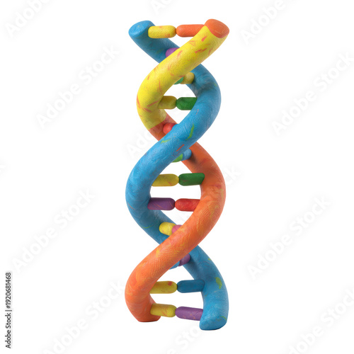 Colorful DNA helix model isolated on black