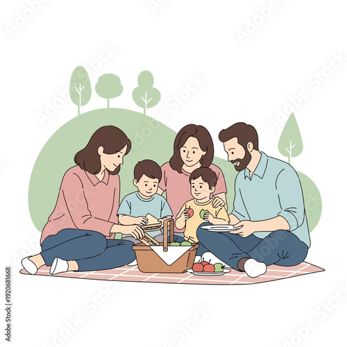 Joyful Family Picnic Gathering Outdoor Bliss Nature Scene