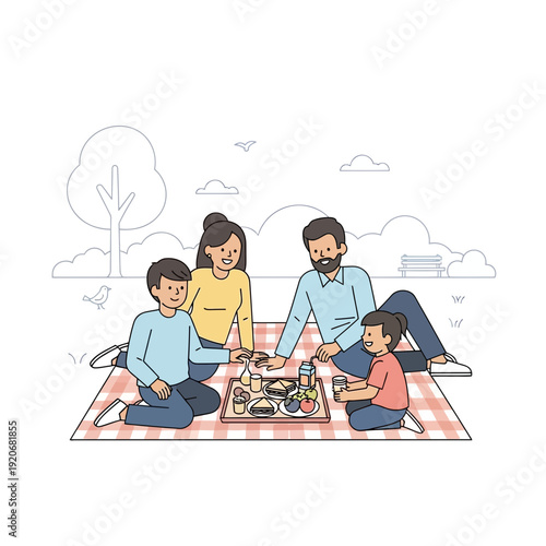 Joyful Family Picnic Outdoors Enjoying Nature Together Capturing Precious Moments