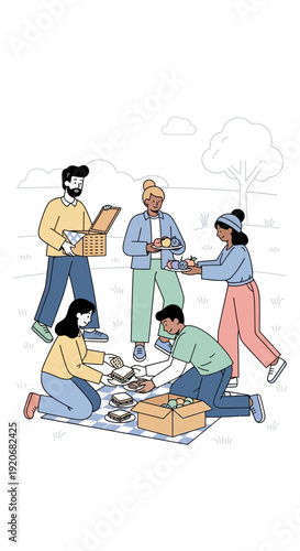 Joyful Friends Enjoying A Casual Picnic Gathering Outdoors