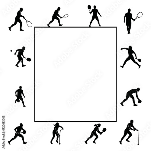 Tennis Players Silhouettes Frame