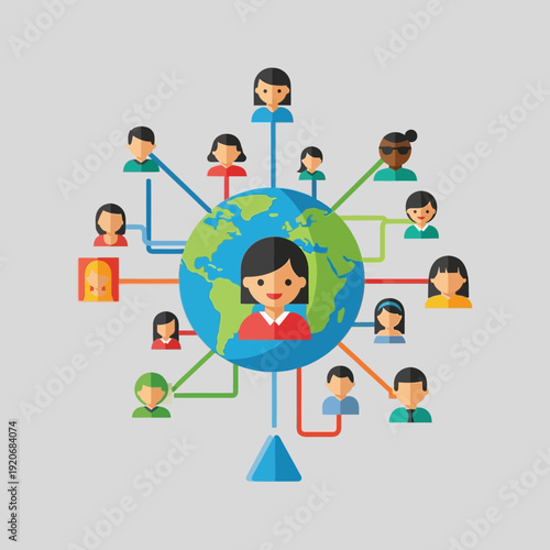 Global Network of People Connected Around the Earth