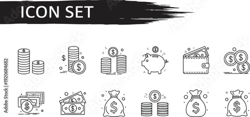 Financial icons representing money and savings concepts