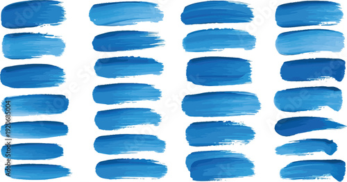 Blue paint strokes collection