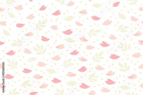 Colorful floral pattern with leaves on a light background used for decoration or design in various applications