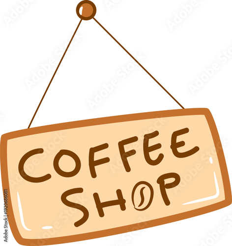 Hand Drawn Coffee Shop Hanging Sign Illustration