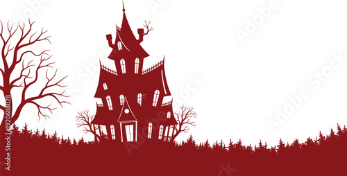 Haunted castle silhouette at dusk