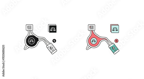Law AI concept. Scales of justice and artificial intelligence