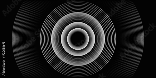 Create a bold look with a centric circle background featuring vector graphics of sound waves.