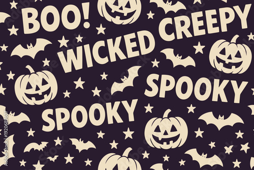 Halloween theme with bats and pumpkins in black and white design for a festive celebration in October