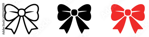 gift bow ribbon icon set