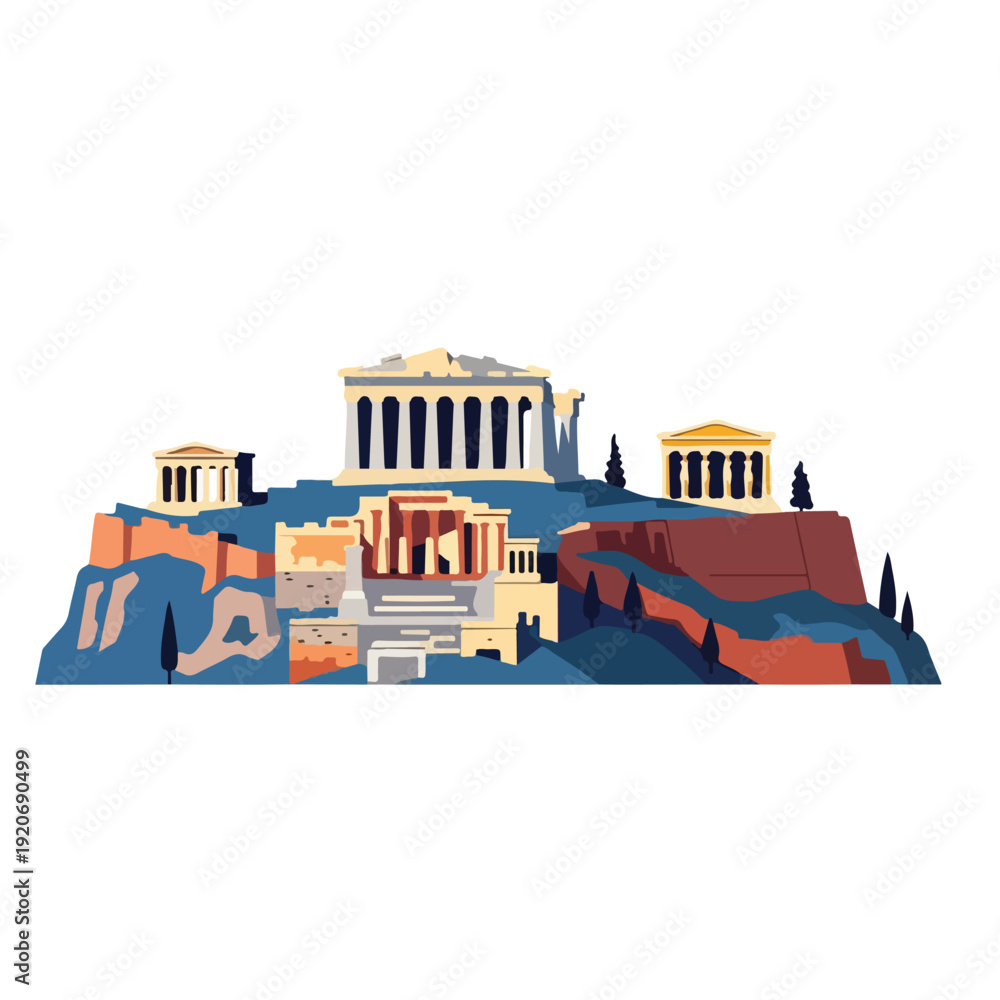 Fototapeta premium Ancient Greek Acropolis Illustration