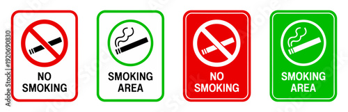 smoking and no smoking sign set