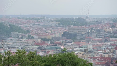The Czech Capital Skyline, Overlook Of Prague City Showing Modern And Older Architecture.