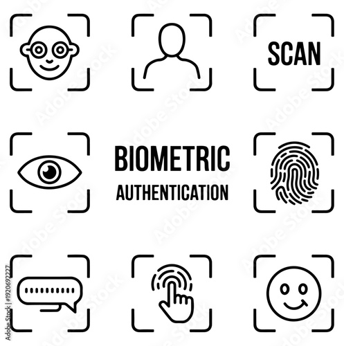biometric security scan icon vector