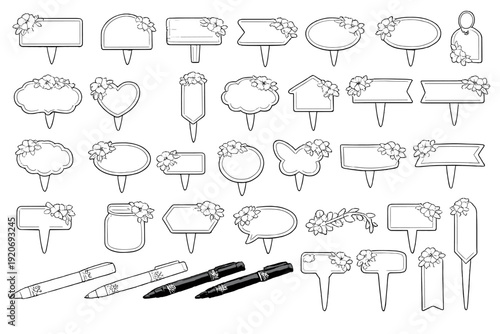 Creative drawing tools for craft activities with various shapes and designs on a white background