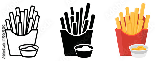 french fries snack icon vector