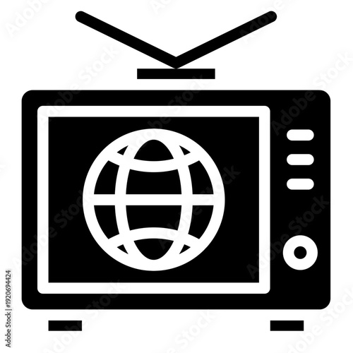 News tv icon glyph style vector illustration