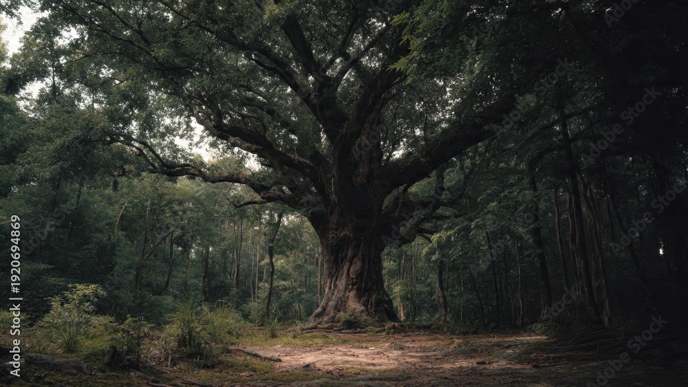 Fototapeta premium Ancient Oak Tree in Forest