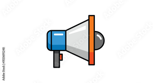 A colorful blue and orange megaphone illustration stands ready to make an important announcement.