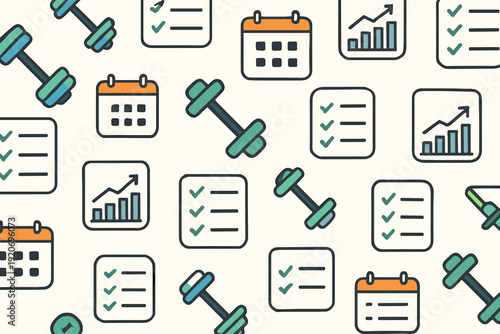 Fitness planning tools for tracking workouts, schedules, and progress in personal fitness routines in a simple design layout