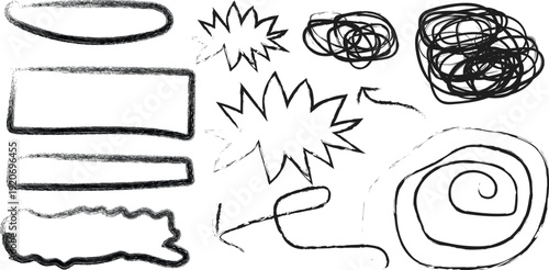Collection of abstract scribbles and shapes
