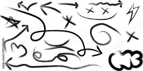 Abstract expressionist drawing with graffiti elements