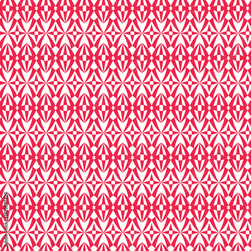 vector seamless pattern with hearts, fluid and intricate, jagged, Ogee curve, pods, diamond-ovals, burst, star trapped, oval frame, Atomic Age, cross-stitch, tapered, red-on-white, repeating vertical