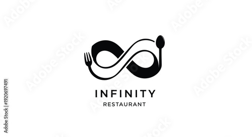 Infinity restaurant logo featuring cutlery in an infinity symbol silhouette