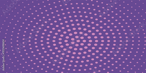 Abstract Purple Background with Radial Pink Halftone Dot Patterns