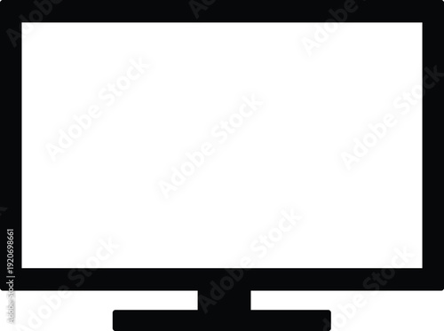 Black outline of flat screen computer monitor on white background display technology
