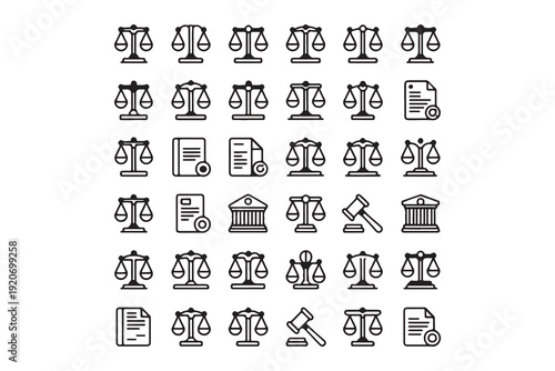 Law and Justice Line Icons Collection
