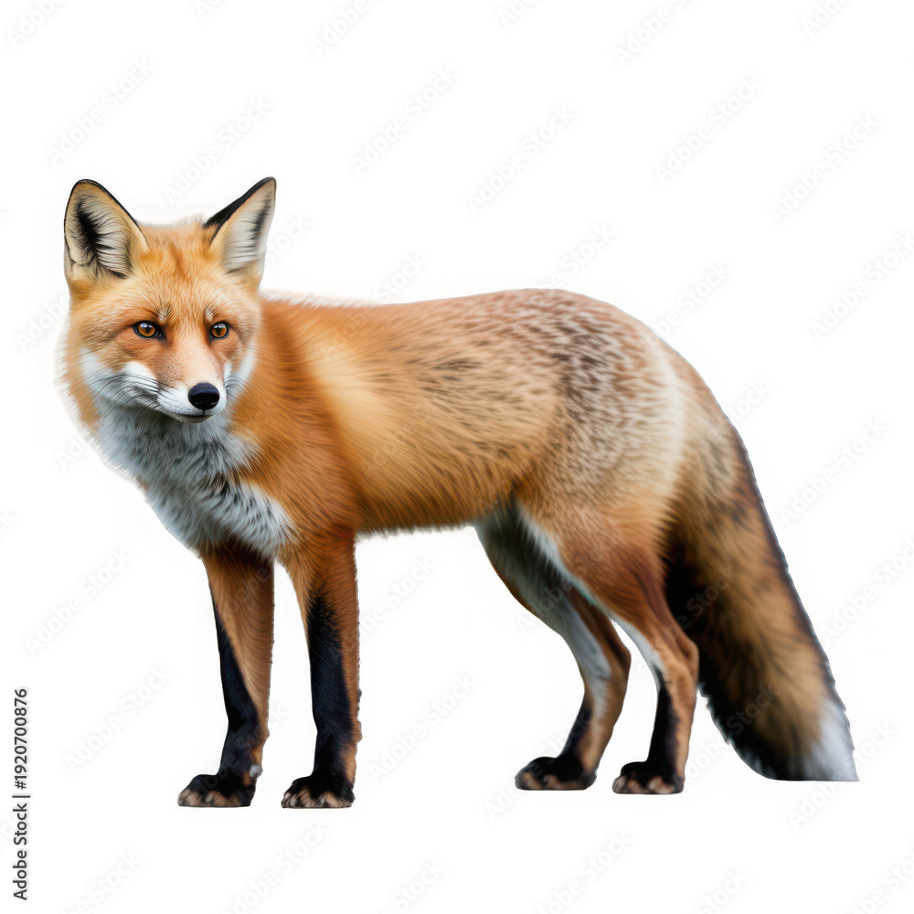 Fototapeta premium red fox vulpes isolated on transparent background cutout.