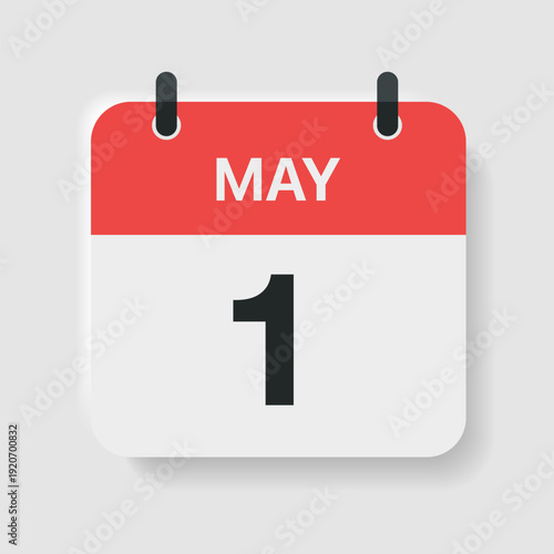 May 1, Calendar and time thin line icon. Minimal flat vector illustration. Included simple outline icons as schedule, reminder, appointment, planner, event time, timer, clock.
